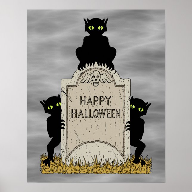 Poster Três Diabinhos Feliz Halloween (Frente)