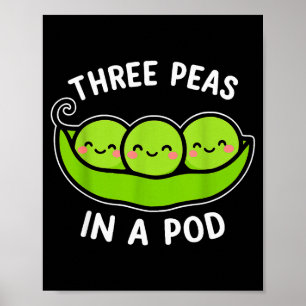 Poster Três Ervilhas Em Um D Fofo Kawaii Engraçado