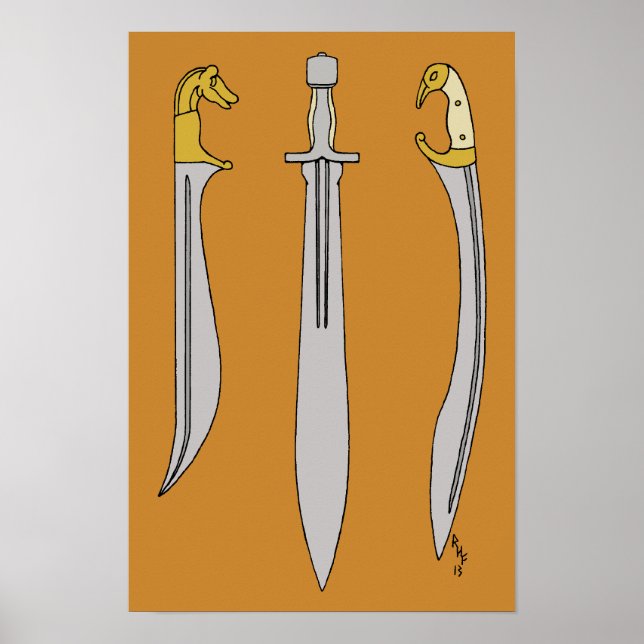 Poster Três Espadas Gregas Antigas (Frente)