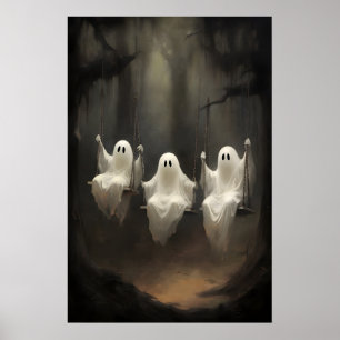 Poster Três Fantasmas na Floresta Balanço Impressão, Dark