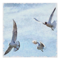 Três Gaivotas Aquarela