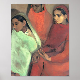 Poster Três Garotas Por Amrita Sher Gil