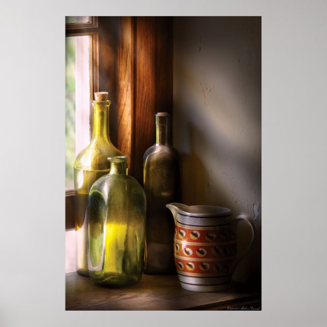 Póster Três garrafas de vinho (Frente)