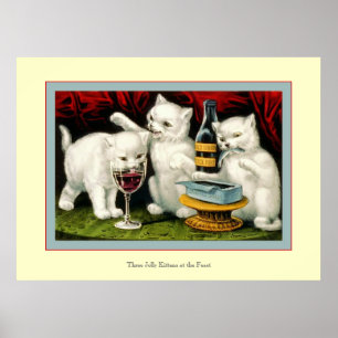 Póster Três gatinhos alegres