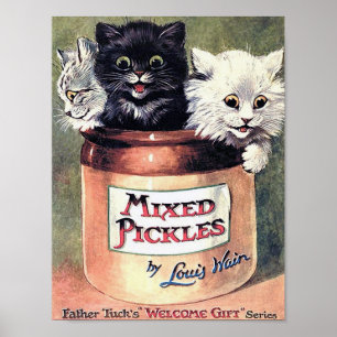 Poster Três Gatos em um Pote de Pickle, Louis Wain