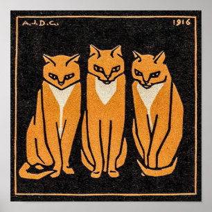 Poster Três gatos por Julie de Graag