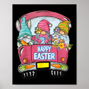 Poster Três Gnomos No Coelho De Ovo De Caminhão Dia Feliz
