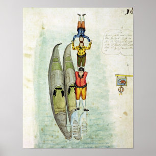 Póster Três homens que equilibram em duas gôndola, 1772