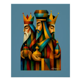 Póster Três Homens Sábios Arte Abstrata da Natividade