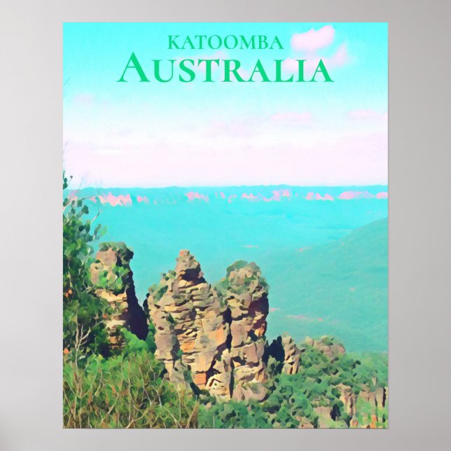 Poster Três Irmãs Katoomba cênico viagem da Austrália (Frente)