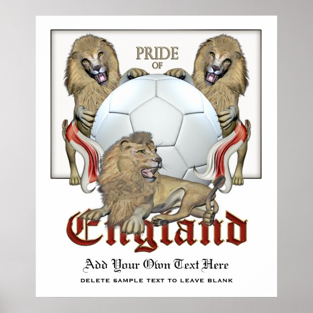 Póster Três Leões do Orgulho da Inglaterra (Frente)