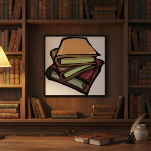 Poster Três Livros Antigos Empilhados Juntos