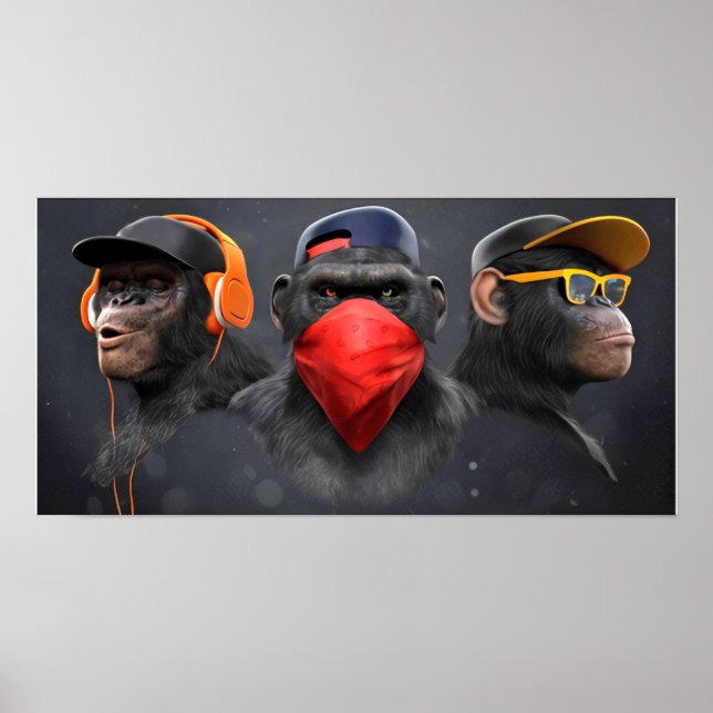 Poster Três Macacos Sábios (Frente)