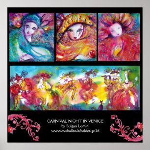 PÓSTER TRÊS MÁSCARAS E NOITES DO CARNAVAL EM VENEZA