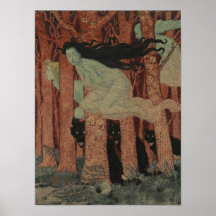 Poster Três Mulheres e Três Lobos Eugène Grasset