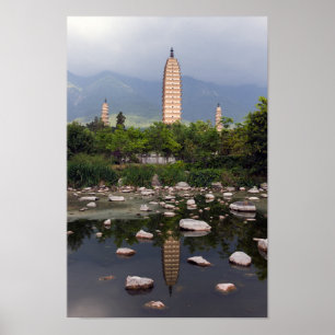 Poster Três Pagodas de Dali, Zhonghe - Yunnan, China