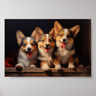 Poster Três Pembroke Welsh Corgis
