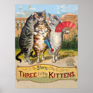 Póster Três Pequenos Gatinhos Mãe Gansos