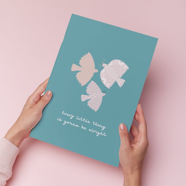 Poster Três Pequenos Pássaros Canção Teal Bedroom Impress (Criador carregado)