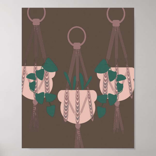 Poster Três Plantas Trepadeiras Penduradas Arte Verde Mar (Frente)