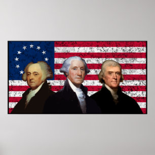 Póster Três presidentes e a bandeira dos E.U. -- Beira
