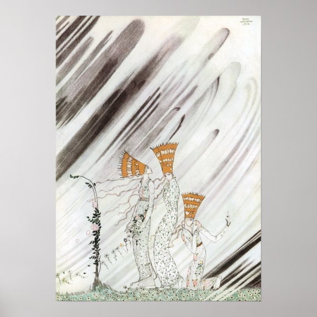 Póster Três princesas na Montanha Azul por Kay Nielsen (Frente)