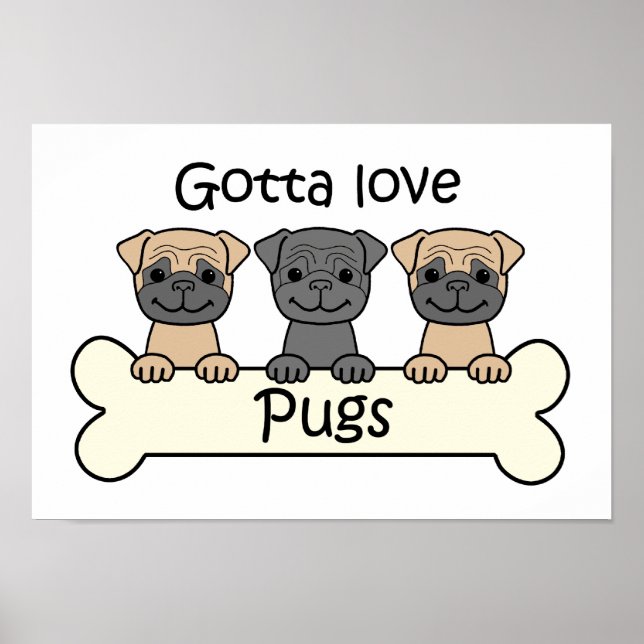 Poster Três Pugs (Frente)