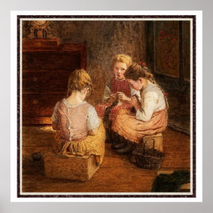 Poster Três Raparigas tricotadas por Walter Firle