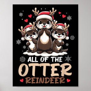 Poster Três Reindeer Santa Hat Deer Feliz Christma