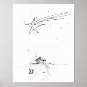 Poster Três Reis Magos – Desenho Minimalista da Natividad