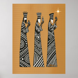 Poster Três Reis Magos Natal Preto e Branco Natividade