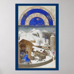 Poster Très Riches Heures - fevereiro