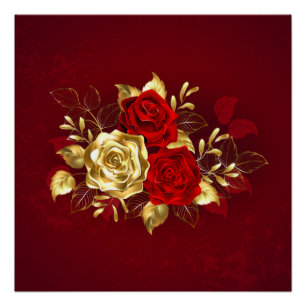 Póster Três Rosas de joalharia