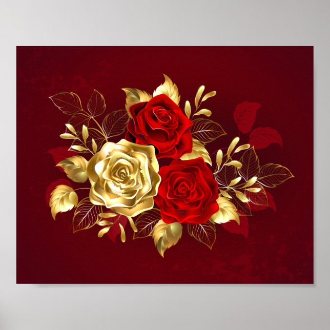 Poster Três Rosas de joalharia (Frente)