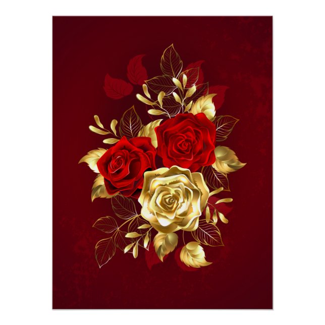 Póster Três Rosas de joalharia (Frente)