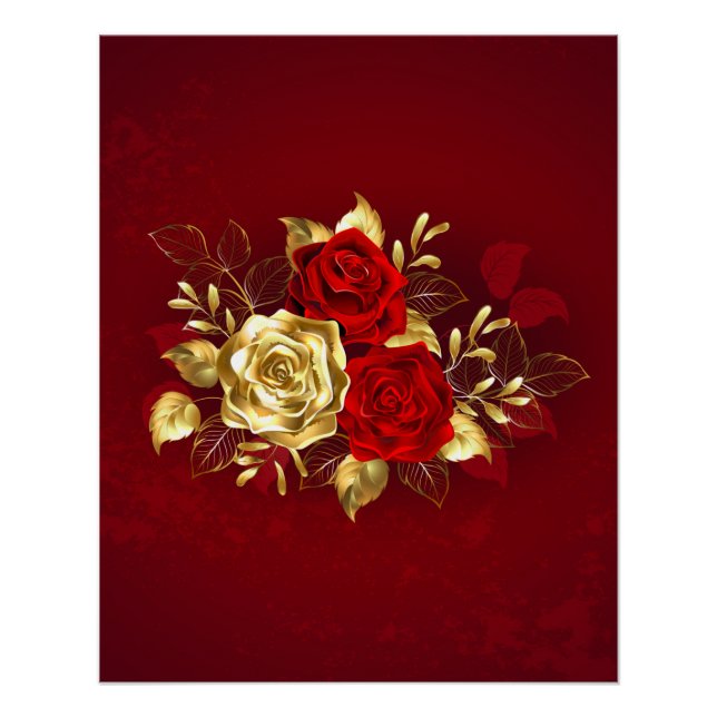 Póster Três Rosas de joalharia (Frente)