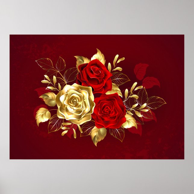 Poster Três Rosas de joalharia (Frente)