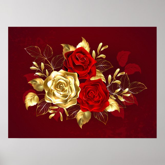 Poster Três Rosas de joalharia (Frente)