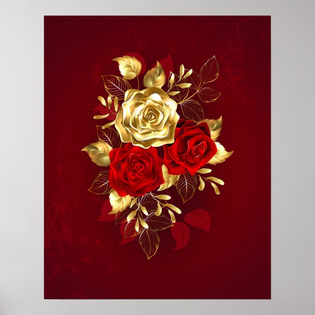 Poster Três Rosas de joalharia (Frente)
