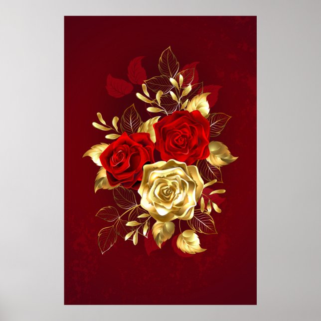 Poster Três Rosas de joalharia (Frente)