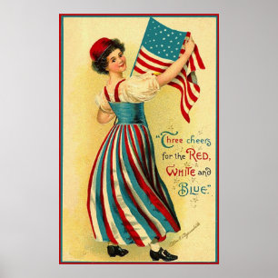 Poster Três Saúde para o Vermelho, Branco e Azul