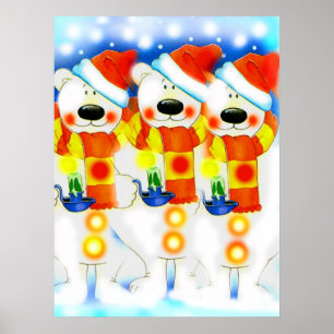 Póster Três Snowmen no Natal