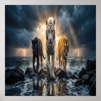 Poster Três Tigres em Mar Tempestuoso