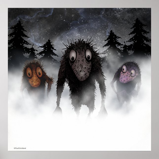 Póster Três troll engraçados de monstro (Frente)