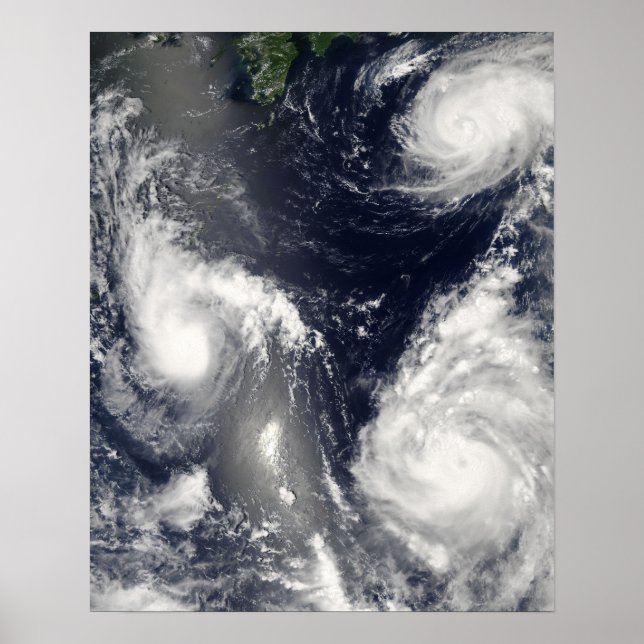 Póster Três tufões diferentes (Frente)