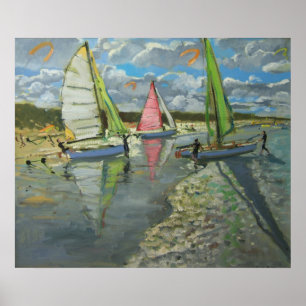 Poster Três veleiros Bray Dunes França