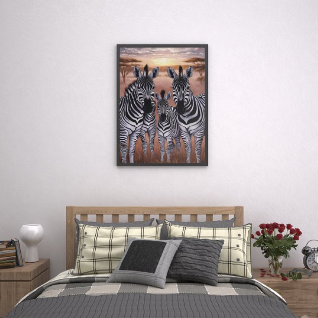 Poster Três Zebras Grazing em Meadow (Criador carregado)