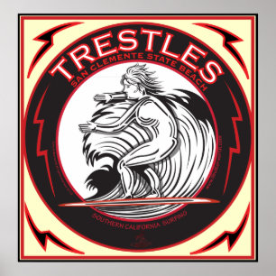 PÓSTER TRESTLES SAN CLEMENTE CALIFÓRNIA SURFING