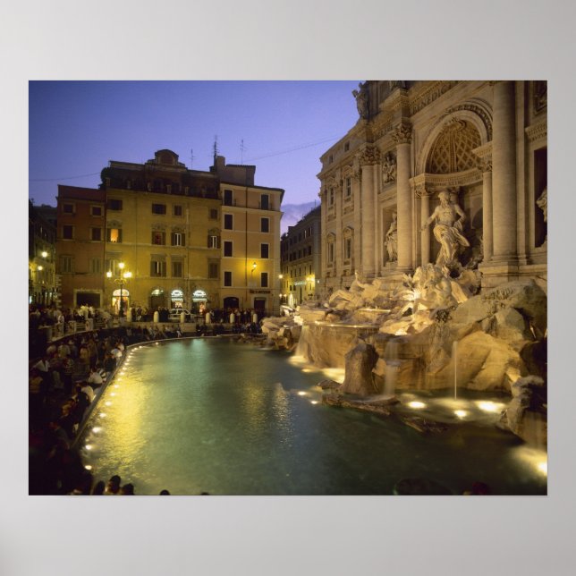 Póster Trevi Fountain à noite, Roma, Lácio, Itália (Frente)