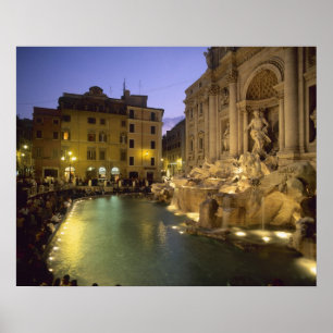 Poster Trevi Fountain à noite, Roma, Lácio, Itália